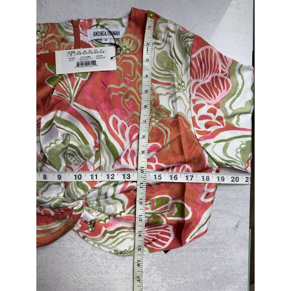 Andrea Iyamah Behati Crop Top Coral Green Balloon‎ Sleeves - Picture 5 of 12